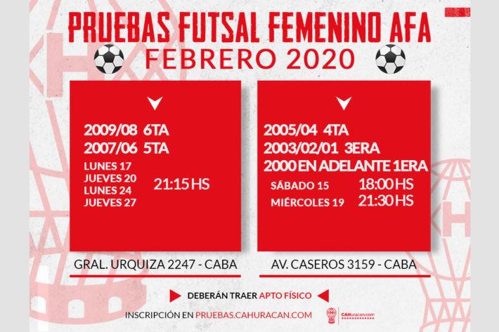 Habrá pruebas de futsal femenino en el Globo