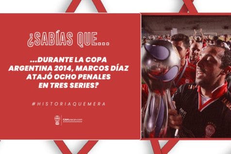 #HistoriaQuemera ¿Sabías que, durante la Copa Argentina 2014, Marcos Díaz atajó ocho penales en tres series?