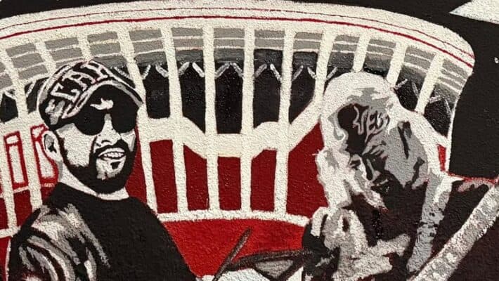 Mural para La Renga en la tribuna Stábile
