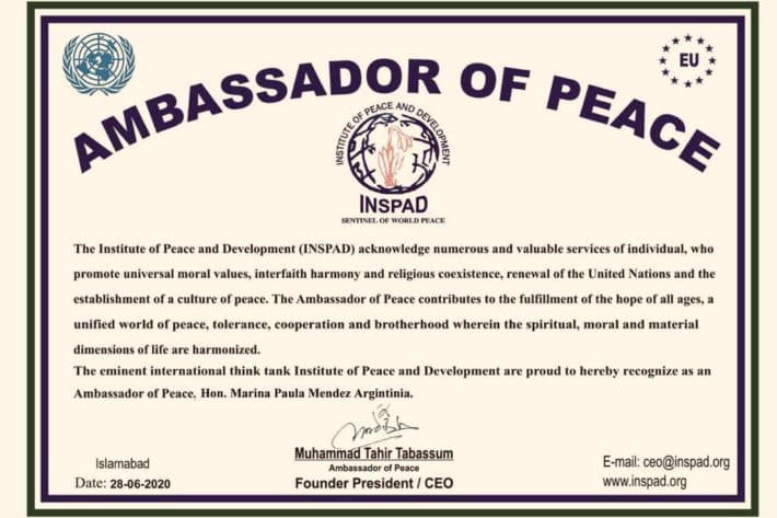 Reconocimiento internacional del Institute of Peace and Development